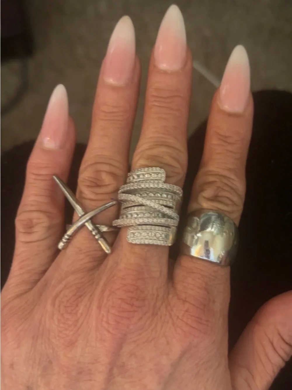 Sterling Silver Multi-Band Pave Ring - Silver - Picture 1 of 1